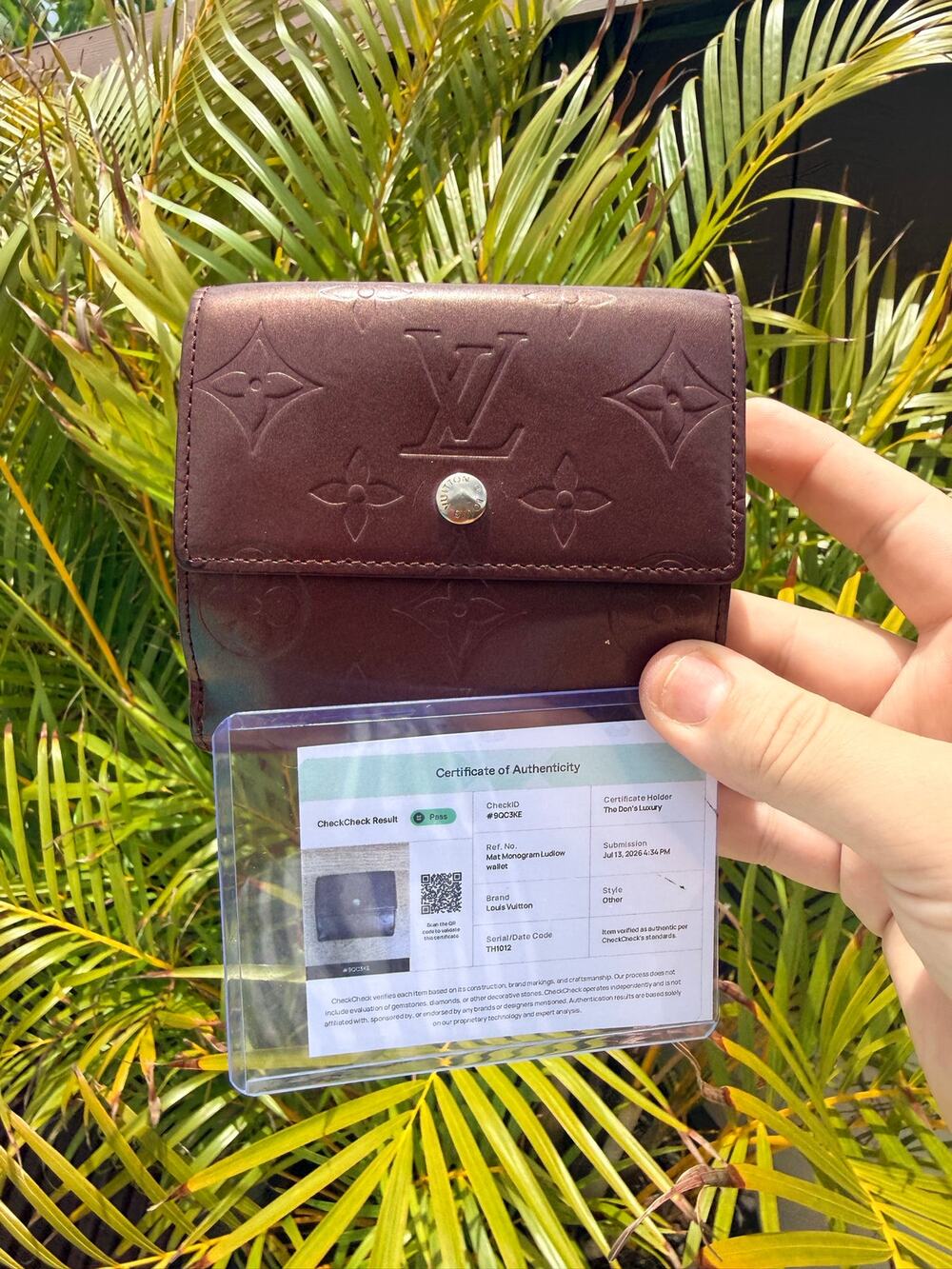 Louis Vuitton Elise Burgundy Matte Wallet w/ COA